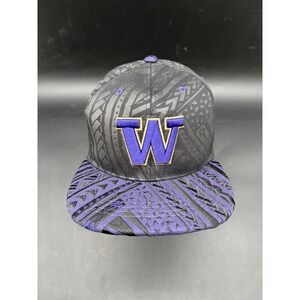 Washington Huskies Zephyr Snapback Hat Purple W Tribal Pattern Black